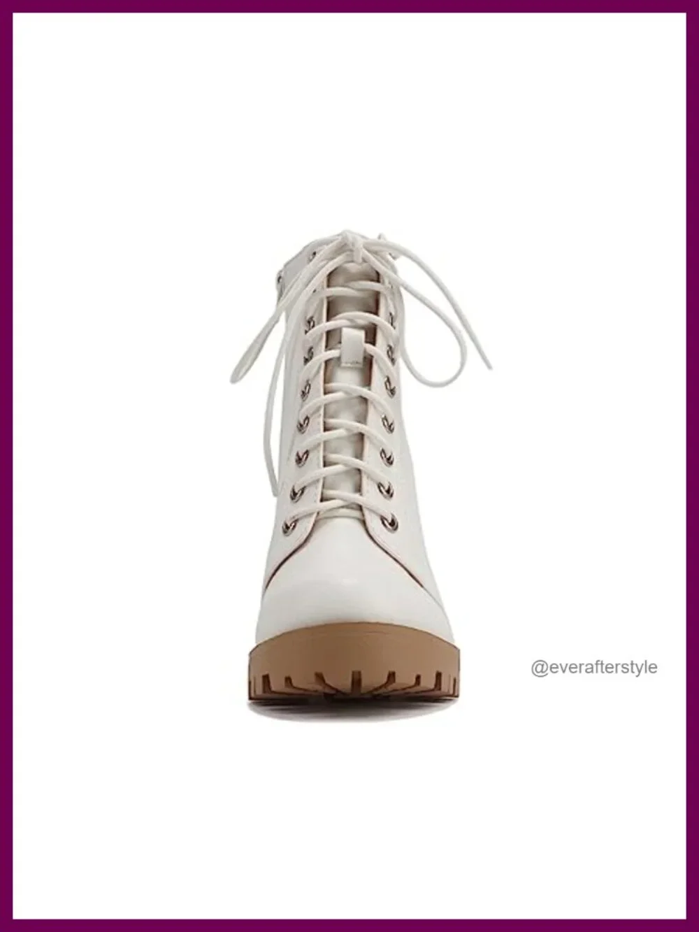 Fashion Lace Up Military Inspired Ankle Boot with Stacked Heel and Side Zipper